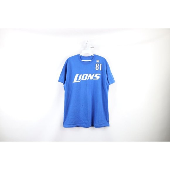 Reebok Mens Medium Calvin Johnson Megatron Detroit Lions Football T-Shirt Blue - Picture 1 of 12